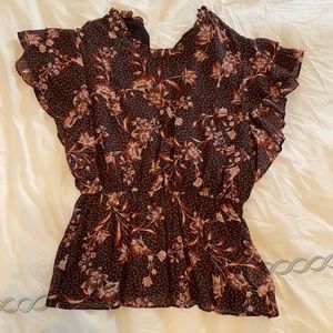 Dolan floral ruffle sleeve blouse